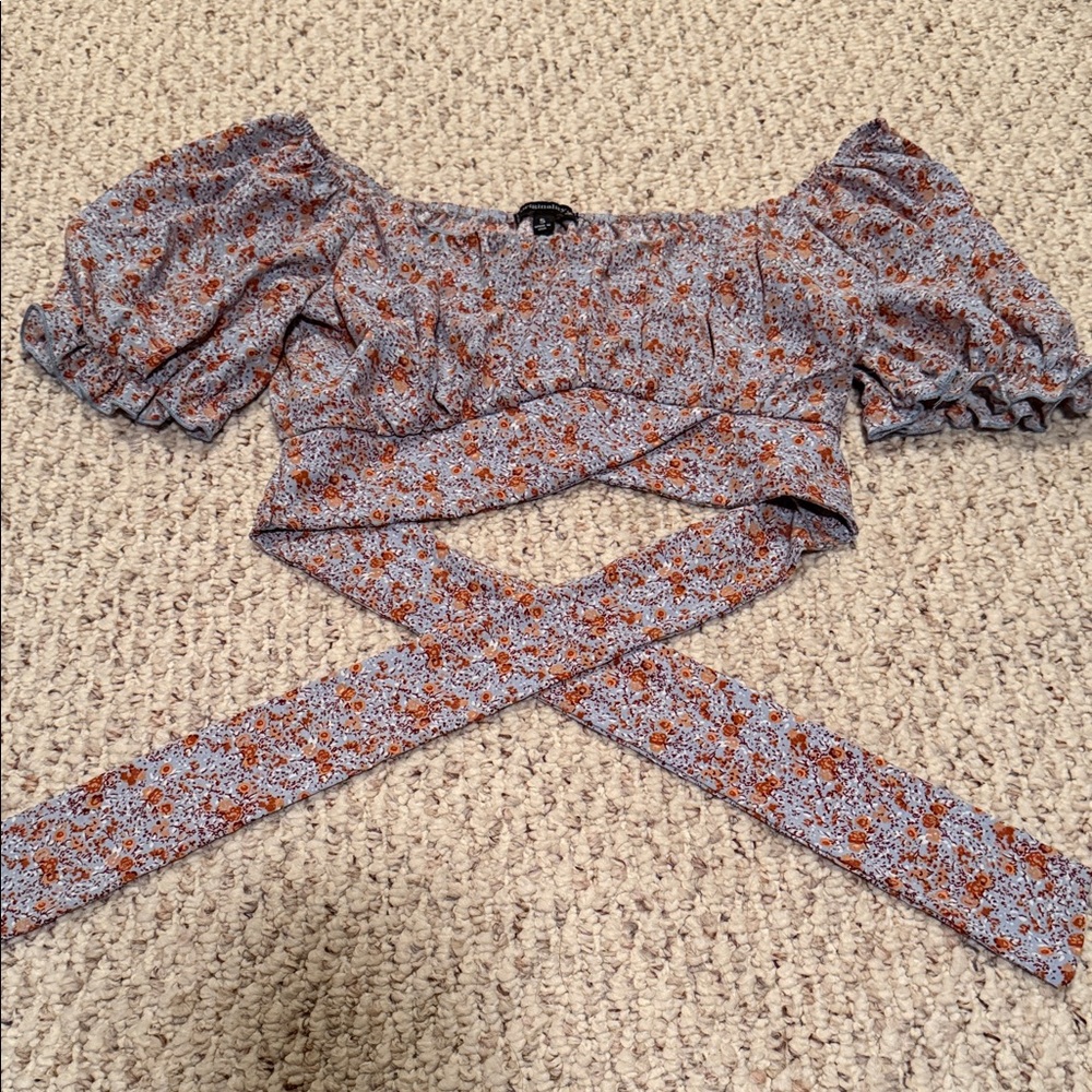 Dry Goods Floral Puff Sleeve Wrap Top